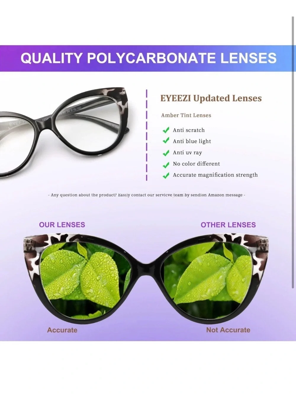 eyeezi 4PC Cat Eye Reading Glasses for WomenBlue Light Flexible Spring Hin +2.5